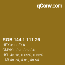 カラーコード: RGB 144.1 111 26 | qconv.com