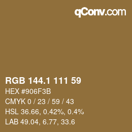 カラーコード: RGB 144.1 111 59 | qconv.com