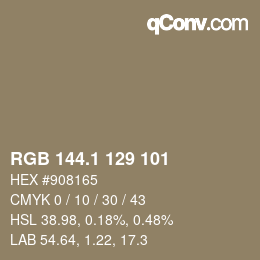 Color code: RGB 144.1 129 101 | qconv.com