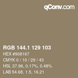 カラーコード: RGB 144.1 129 103 | qconv.com