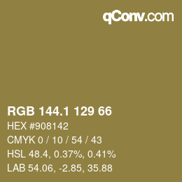 カラーコード: RGB 144.1 129 66 | qconv.com