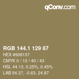 カラーコード: RGB 144.1 129 87 | qconv.com