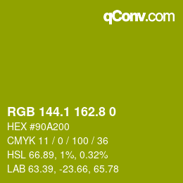 カラーコード: RGB 144.1 162.8 0 | qconv.com