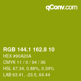 カラーコード: RGB 144.1 162.8 10 | qconv.com