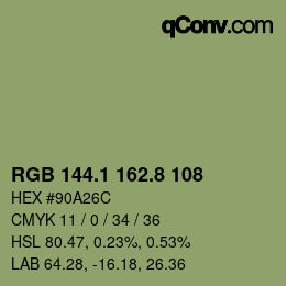 Color code: RGB 144.1 162.8 108 | qconv.com