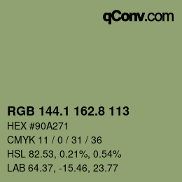 Color code: RGB 144.1 162.8 113 | qconv.com
