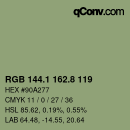 Color code: RGB 144.1 162.8 119 | qconv.com