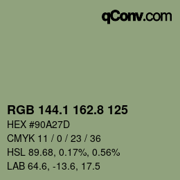 Color code: RGB 144.1 162.8 125 | qconv.com