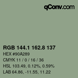 Color code: RGB 144.1 162.8 137 | qconv.com