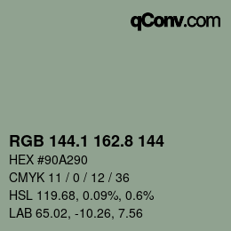 Color code: RGB 144.1 162.8 144 | qconv.com