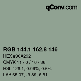 カラーコード: RGB 144.1 162.8 146 | qconv.com