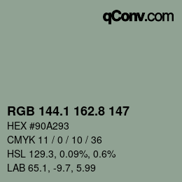 Color code: RGB 144.1 162.8 147 | qconv.com