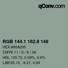 Color code: RGB 144.1 162.8 149 | qconv.com