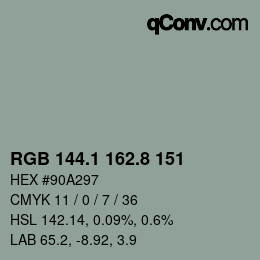 カラーコード: RGB 144.1 162.8 151 | qconv.com