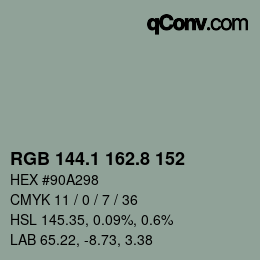 Color code: RGB 144.1 162.8 152 | qconv.com