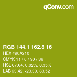 カラーコード: RGB 144.1 162.8 16 | qconv.com