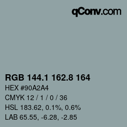Color code: RGB 144.1 162.8 164 | qconv.com