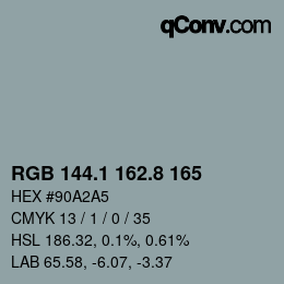 Color code: RGB 144.1 162.8 165 | qconv.com