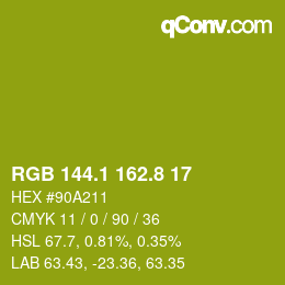 カラーコード: RGB 144.1 162.8 17 | qconv.com