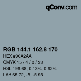 Farbcode: RGB 144.1 162.8 170 | qconv.com