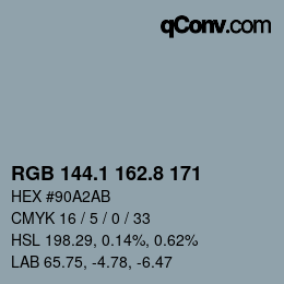 カラーコード: RGB 144.1 162.8 171 | qconv.com