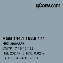 Farbcode: RGB 144.1 162.8 174 | qconv.com