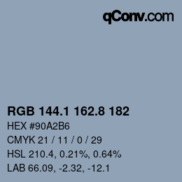 Color code: RGB 144.1 162.8 182 | qconv.com