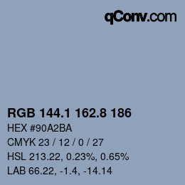Color code: RGB 144.1 162.8 186 | qconv.com