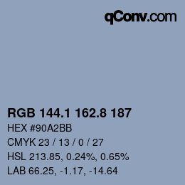 Farbcode: RGB 144.1 162.8 187 | qconv.com