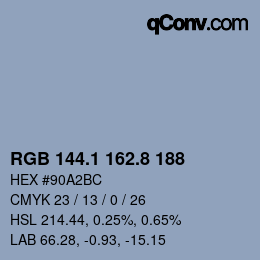 Color code: RGB 144.1 162.8 188 | qconv.com