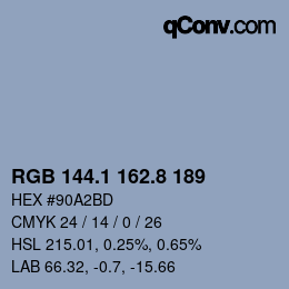 Farbcode: RGB 144.1 162.8 189 | qconv.com