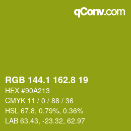 カラーコード: RGB 144.1 162.8 19 | qconv.com