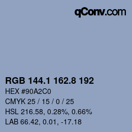 Código de color: RGB 144.1 162.8 192 | qconv.com
