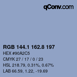 Color code: RGB 144.1 162.8 197 | qconv.com