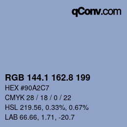 Color code: RGB 144.1 162.8 199 | qconv.com