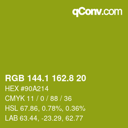 カラーコード: RGB 144.1 162.8 20 | qconv.com