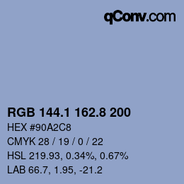 カラーコード: RGB 144.1 162.8 200 | qconv.com