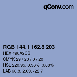 Color code: RGB 144.1 162.8 203 | qconv.com