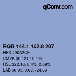 Color code: RGB 144.1 162.8 207 | qconv.com