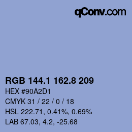Color code: RGB 144.1 162.8 209 | qconv.com