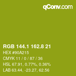 カラーコード: RGB 144.1 162.8 21 | qconv.com