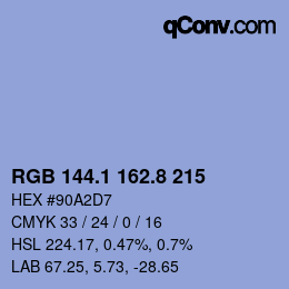 Color code: RGB 144.1 162.8 215 | qconv.com