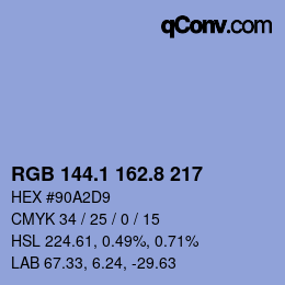 Color code: RGB 144.1 162.8 217 | qconv.com