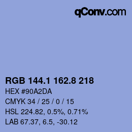 カラーコード: RGB 144.1 162.8 218 | qconv.com