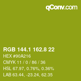 カラーコード: RGB 144.1 162.8 22 | qconv.com