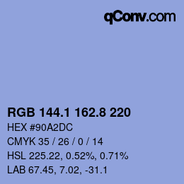 Color code: RGB 144.1 162.8 220 | qconv.com