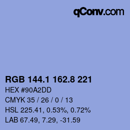 Color code: RGB 144.1 162.8 221 | qconv.com