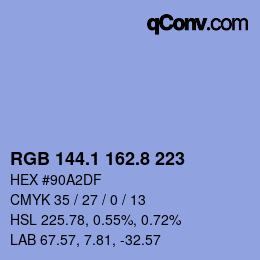 カラーコード: RGB 144.1 162.8 223 | qconv.com