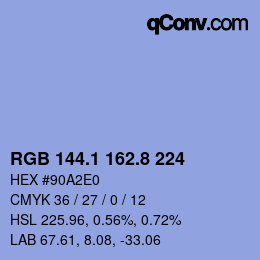 カラーコード: RGB 144.1 162.8 224 | qconv.com