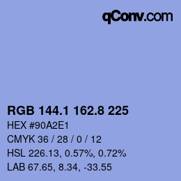 カラーコード: RGB 144.1 162.8 225 | qconv.com